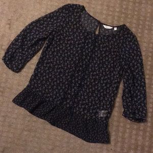 Blouse Women’s Paisley Navy Blue / Brown Sheer XS